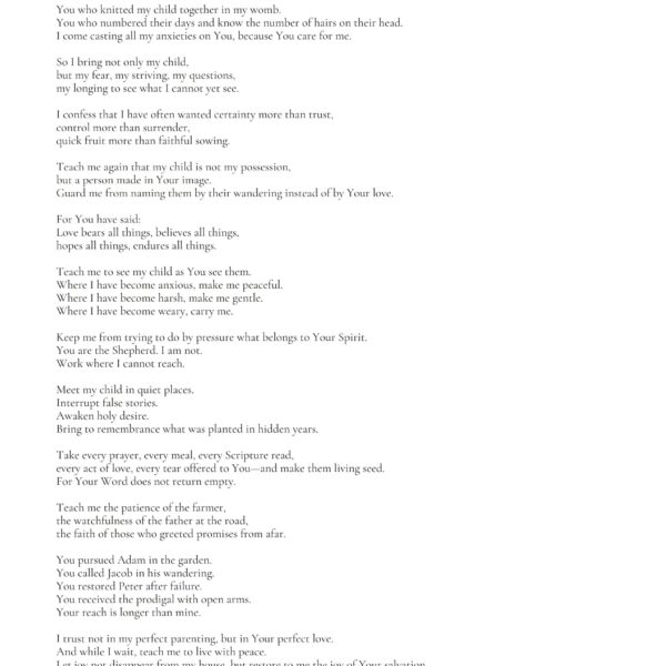 Liturgy for Mothers of Prodigals