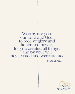 Press play, repeat after me, and let’s memorize Revelation 4:11 together.

This verse reminds us why God alone is worthy of our worship. Our praise is not rooted in our circumstances or emotions—it is rooted in the truth of who God is. He is our Creator, our Sustainer, and our King. Everything that exists owes its life to Him.

God did not simply create the world and leave it to run on its own. By His will, all things continue to exist. Every sunrise, every breath, and every heartbeat is a testimony to His sustaining power. When we are tempted to believe we are in control or that life has no purpose, this verse calls us to lift our eyes to the One who created all things and holds all things together. He alone is worthy to receive all glory, honor, and power.

💛 Don’t forget to like, subscribe, and share, so you never miss a verse.

Listen to the episode. 🔗 in bio.

#BibleMemorization #Revelation411 #ScriptureMemory #ChristianEncouragement #KnowByHeart
