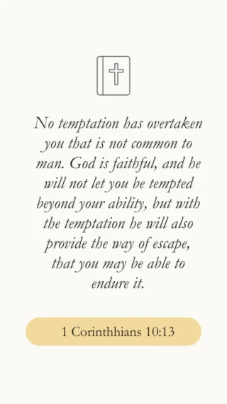 We all face temptation. Perhaps it’s the temptation to lie to avoid getting into trouble, to lose our temper when things don’t go our way, to envy what someone else has, or to compromise our convictions because we want to fit in.

Sometimes we might even think that our particular struggle is too difficult, or that nobody else understands what we’re going through.

But Paul reminds us that no temptation is unique to us. Others have faced similar struggles, and more importantly, God is faithful.

Notice that Paul doesn’t tell us to try harder. He directs our attention to God’s faithfulness. God knows our weaknesses, He sets limits on our temptations, and He provides a way for us to endure them.

That way of escape doesn’t always mean the temptation immediately disappears. Sometimes it means walking away from a situation, confessing our struggles to someone we trust, remembering God’s Word, or choosing obedience even when our desires pull us in another direction.

And sometimes, as Paul tells the Corinthians just a few verses later, it means fleeing altogether from something that threatens to draw our hearts away from God.

Listen to the podcast. 🔗 in bio.

#KnowByHeart #BibleMemory #MemorizeScripture #ScriptureMemory #BibleVerse